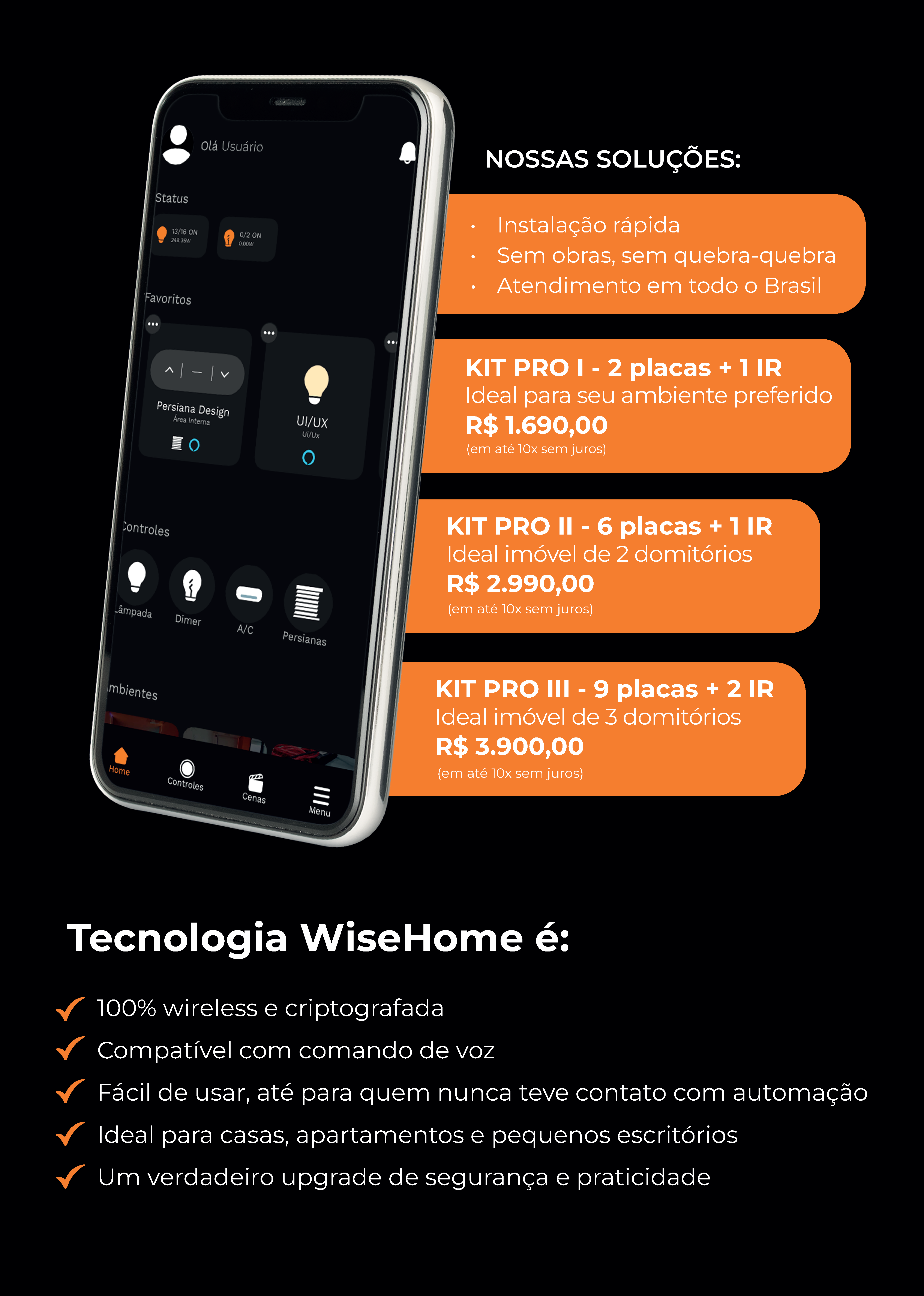 App WiseHome com controles